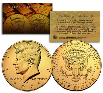 24K Gold Plated JFK Half Dollar